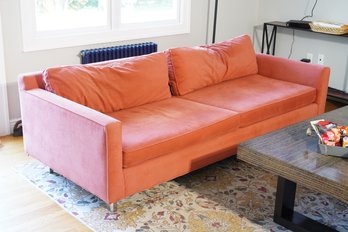 Amazing Mitchell Gold & Bob Williams Salmon Colored Sofa On Chrome Legs