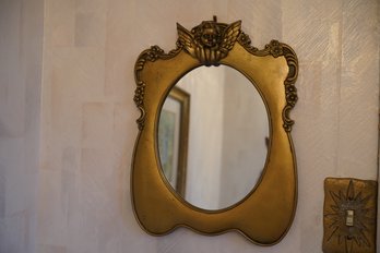 Gold Wood Mirror Wot Cherubs Design