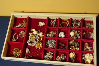 Large Assembled Grouping Of Costume Jewelry - Includes Earrings And Brooches