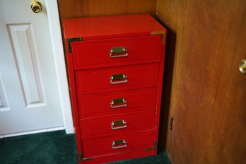 Red Color Metal 5-drawer Storage Cabinet, 20x12x24