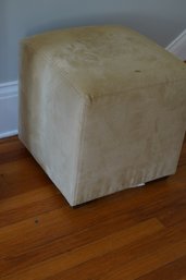 Cream Colored Square Upholstered Ottoman Or Seat