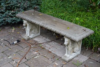 Outdoor Cement Bench With Lion Design Base