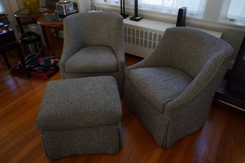 Matching Pair Of Club Chairs Made By Richard Scott On Wheels
