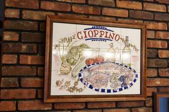 Charming Framed 'Cioppino' Fisherman's Stew Tile Wall Art