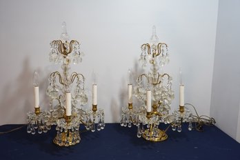 Pair Of Vintage Table Candelabra Lamps