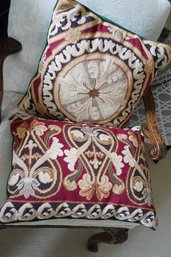 Lot Of 2 Antique Style Needlepoint Pillows