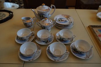 21 Piece Japanese Tea Set With 6 Cups & Saucers, 6 Dessert Plates And Teapot, Creamer & Sugar