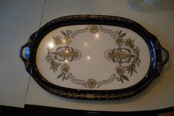 Wooden Tray With Handmade Embroidered Floral Motif Under Glass