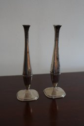Pair Of Elegant Modern Silver Plate Candle Sticks