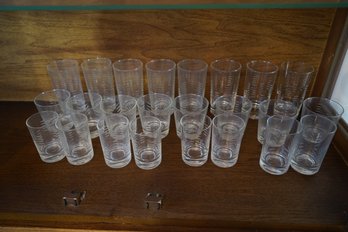 Set Of 24 Clear Glass Hi Ball, Old Fashion And Juice Glasses