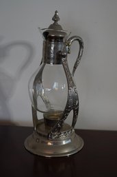Vintage Silver Plate Suspended Coffee Or Tea Decanter With Candle Burner Below