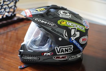 MSR Motocross Dirt Bike Helmet With Assorted Stickers, Size L