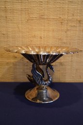 Vintage Spanish Footed Silverplate Candy Dish With Swan Base