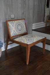 MCM Style Wood Chair With 3D Style Cushion Pattern Design