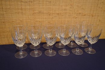 Lovely Set Of 12 Clear Cut Glass / Crystal Wine Glasses
