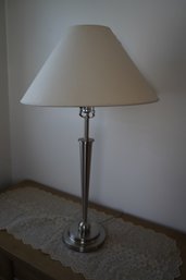 Modern Metal Table Lamp With Fluted White Shade