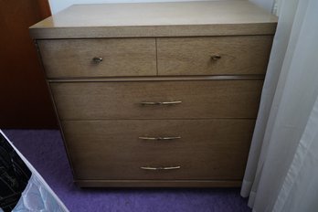 MCM Small Blond Wood Dresser With 5 Drawers