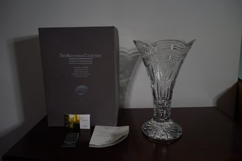 Beautiful Waterford Cut Crystal 'Millennium Collection' Footed Vase With Box