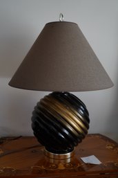 Modern Bulbous Black & Gold Table Lamp With Empire Shade