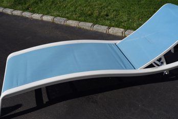 Modern Metal And Blue Nylon Chaise Lounge Chair