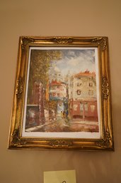 Vintage Framed Oil Painting, Paris Street Scene Signed, 10x12 Inches