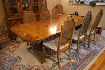 Antique Solid Wood Dining Table With 6 Chairs