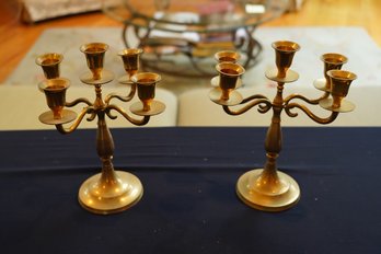 Vintage Brass Metal Pair Of Candelabras