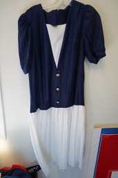 Vintage No Brand Blue And White Women Dress