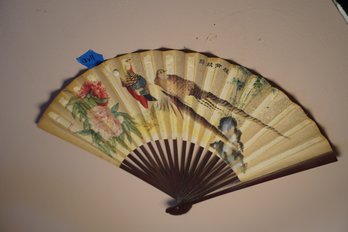 Vintage Japanese Flip Fan With Birds Design