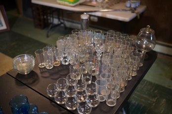 Large Lot Assorted Clear Glass Over 60 Pieces Various Sizes