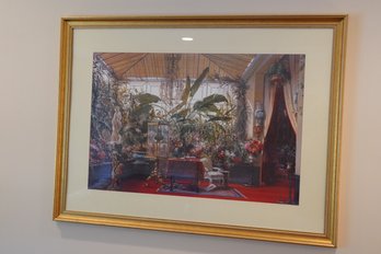 'garden Atrium' Print In Gold Wood Frame, 47x35 Inches