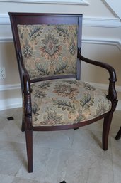 Antique Arm Wood Chair With Flower Cloth Design