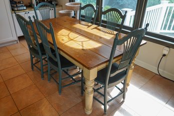 Beautiful Farm Style Solid Wood Dining Table With Chairs