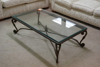 Glass Top Coffee Table With Metal Base