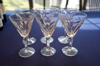 Set Of 6 Waterford Shelia Cut Claret Wine Glasses