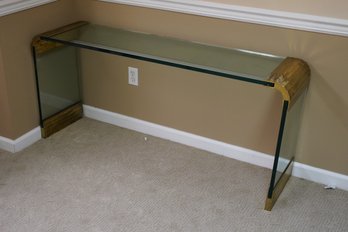MCM Brass With Brass Accents Console Table