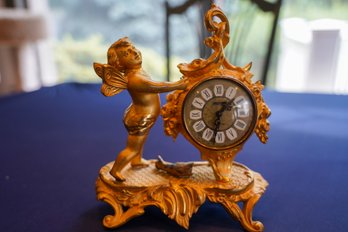 Brass Metal Cherub Design Clock (read Info)