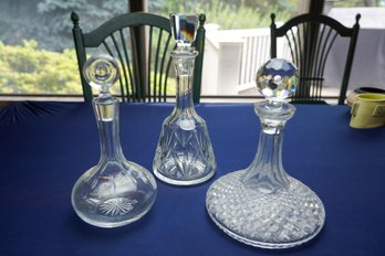 Lot Of 3 Beautiful Decanters