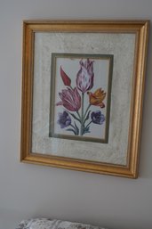 Tulip Flower Print In A Double Framed, 21.5x25.5 Inches