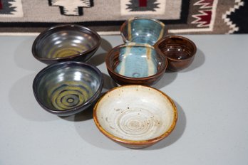 Lot Of 6 Native American Style Ceramic Bowls Including Some Signed