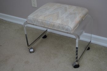 Vintage Lucite Makeup-Rolling Stool  Bench On Wheels