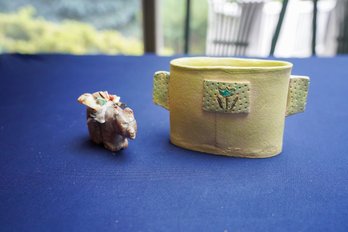 Small Stone Animal Figurine And Bowl