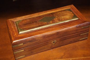 Vintage Walnut Box With Brass Accents