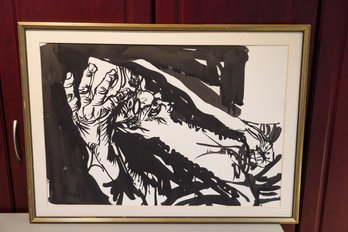 Black And White Abstract Hands Print