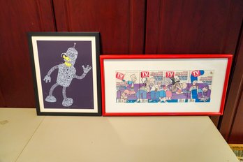 Lot Of 2 Vintage Prints Including The Simpsons