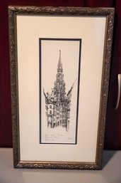 Grand Place Bruxelles Black And White Signed Print