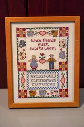 Vintage When Friends Meet, Hearts Warm Needlepoint