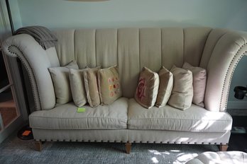 Beautiful Wingback Accent Style Loveseat With 8 Pillows