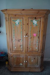 OAk Antique Style Oversized Solid Wood Hand Painted Armoire