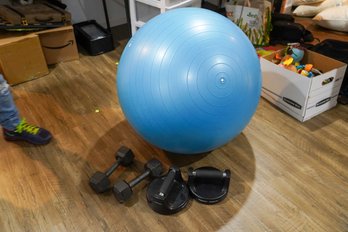 Exercise Ball, Dumbbells And Push Up Assistance